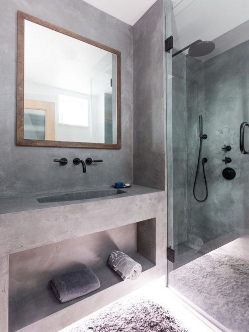 Industrial Bäder mit Beton-Waschbecken/Waschtisch Ideen, Design