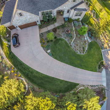 Hillside Garden Landscape with Water Features and Beautiful Plantings