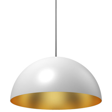 Domos Pendant 16" dia. White WithGold Interior E26 Socket