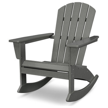 POLYWOOD Nautical Adirondack Rocking Chair, Slate Gray