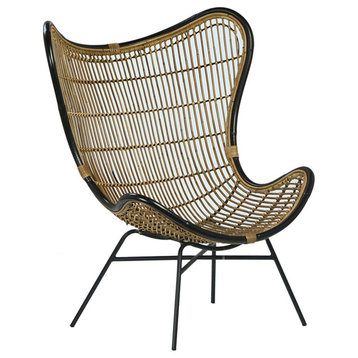 Bamboo & Black Scoop Chair