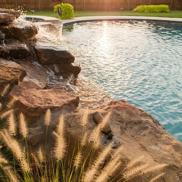water feature with grotto under