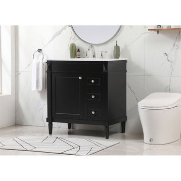 Elegant Decor Bennett 32" Aluminum MDF Single Bathroom Vanity in Black
