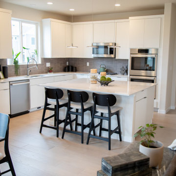 Modern Kitchen Island with Lumen Bar Stools