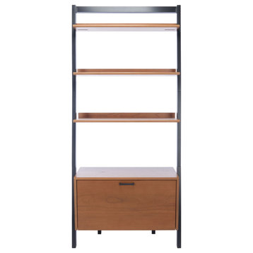 Lucia 3 Shelf 1 Door Etagere/Bookcase Natural/ Charcoal