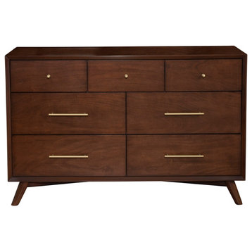 Alpine Furniture Flynn Mid Century Wood 7 Drawer Dresserin Walnut (Brown)