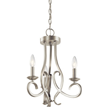 Ania 3-Light Traditional Chandelier in Brushed Nickel