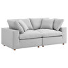 Commix Down Filled Overstuffed 2 Piece Sectional Sofa Set, Light Gray