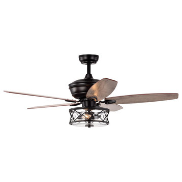 52 in Matte Black Down Rod Mounted Ceiling Fan with 5-Blades