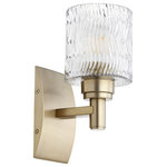 Quorum - Quorum 5184-1-80 Stadium - 1 Light Wall Mount - The Stadium wall mounted light combines classic stStadium 1 Light Wall Aged Brass Clear ChiUL: Suitable for damp locations Energy Star Qualified: n/a ADA Certified: n/a  *Number of Lights: 1-*Wattage:100w Medium Base bulb(s) *Bulb Included:No *Bulb Type:Medium Base *Finish Type:Aged Brass