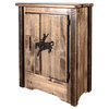 Montana Woodworks Homestead Wood Accent Cabinet with Engraved Bronc in Brown