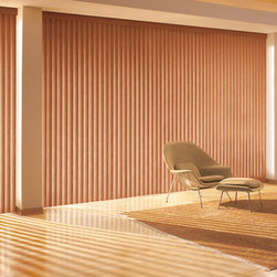 Transitional Orange Living Room Custom Window Vertical Blinds by Hunter Douglas - Vertical Blinds