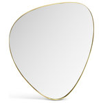 Meridian Furniture - Finch Glass Mirror With Iron Frame, Brushed Gold, 36" H - Count on this Finch gold mirror to reflect your good taste and remarkable style. This artfully designed mirror brings a bit of the art gallery to your home space with its unique shape and simple design. An iron metal frame with a brushed gold finish ensures an eye-grabbing look that instantly draws attention from the moment family and friends enter your room. Use it as a standalone focal point on a large wall or hang it above a bathroom vanity or dressing table for added oomph.
