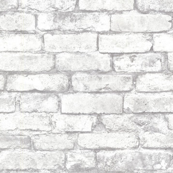 Brickwork Light Grey Exposed Brick Wallpaper, Bolt