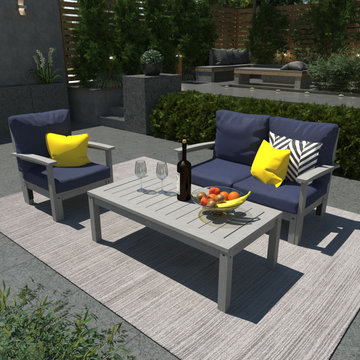 Bespoke Deep Seating Loveseat, Chair, and Conversation Table Set