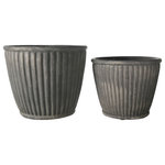 Urban Trends Collection - Round Cement Pot with Embossed Column Pattern Design, Distressed Gray Finish - UTC pots are made of the finest cements which makes them tactile and attractive. They are primarily designed to accentuate your home, garden or virtually any space. Each pot is treated with a distressed that gives them rigidity against climate change, or can simply provide the aesthetic touch you need to have a fascinating focal point!!
