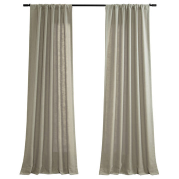 Light Taupe Classic Faux Linen Curtain Single Panel, 50W x 84L