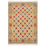 Bareens Designer Rugs - Bohemien Ziegler Elodia Beige Blue Hand-Knotted Wool Rug - 9'6'' x 12'5'' - Enhance the ambiance of your home with this magnificent Persian-influenced Turkish hand-knotted rug made by skilled artisans capable of creating the most exceptional vegetable dyes and hand-spun wool. This exquisite handmade rug is a one-of-a-kind Peshawar Kafkaz, otherwise identified as Chobi, Chobi Peshawar, Oushak, or Ziegler rug. These handmade rugs are crafted in Pakistan utilizing superior-quality wool imported from Australia, New Zealand, and Korea in two types of weaves: the Persian weave and the Mori weave. This rug is meticulously crafted by hand using the finest natural vegetable dyes extracted from local plants. The artisans use a blend of hand-spun local and fine merino wool, resulting in a rug with a compelling texture, higher lanolin content, and longer staple. The artisans occasionally incorporate natural or artificial silk into the pile to enhance specific motifs. The finished product is an awe-inspiring execution of flawless design and an understated palette that exudes elegance.