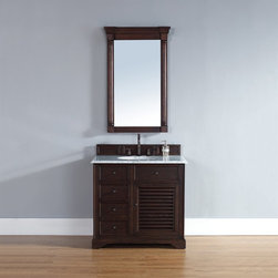 36 inch Bathroom Vanity Sable Finish Carrara White Marble Top - Bathroom Vanities And Sink Consoles