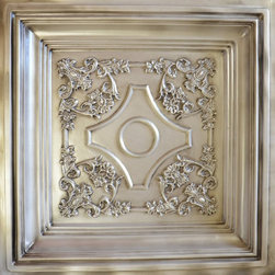 DCT 03 Antique White Coffered Faux Tin Ceiling Tile - 24x24 - Ceiling Tile
