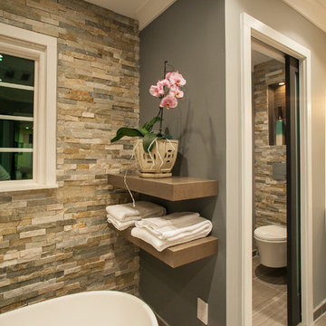 An Award Winning Oasis Master Bathroom Styled in Stone in Chantilly VA