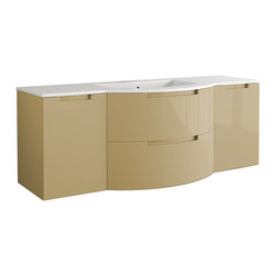 Italian 67 inch Modern Floating Bathroom Vanity Sand Finish - Bathroom Vanities And Sink Consoles