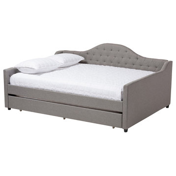 Baxton Studio Eliza Gray Fabric Upholstered Full Size Daybed With Trundle