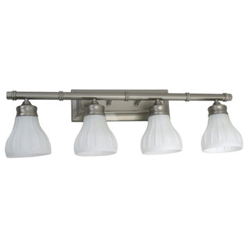 Brushed Nickel and Frost Glass 4-Light Bath Wall Fixture