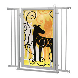 Fusion Gates - Fusion Gate with Limited Edition Dream Dog Design, Satin Nickel, 32"-36" - Dog Gates