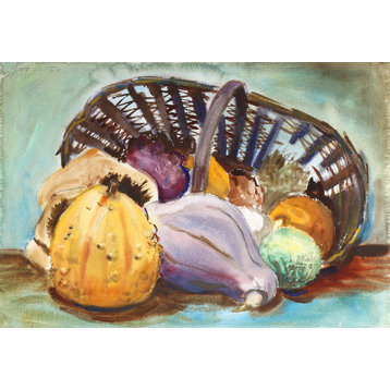Eve Nethercott, Still Life With Squash And Basket, P5.62, Watercolor