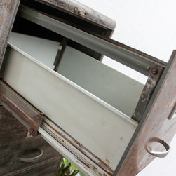 Maurizio Reclaimed Stripped & Distressed Vintage 1950s Steel 4 Drawer Cabinet - Filing Cabinets