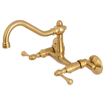 KS322XBL-P 6-Inch Adjustable Center Wall Mount Kitchen Faucet, Brushed Brass