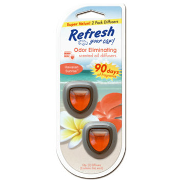 Refresh Your Car® 09136 Odor Eliminating Mini Diffusers, Hawaiian Sunrise, 2-Pk