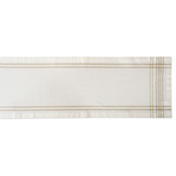 DII White Chambray French Stripe Table Runner 14"x108"