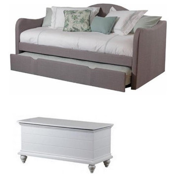 Set of 2 Daybed in Taupe and Cedar Chest in White