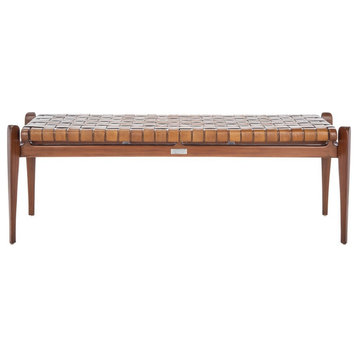 Conrad Leather Bench, Brown/Light Brown