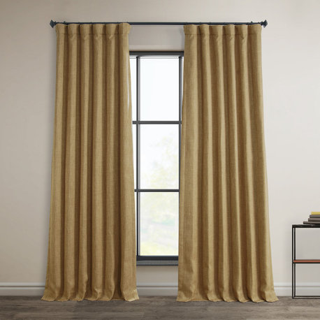 Faux Linen Darkening Curtain Single Panel, Butterscotch, 50"x96"