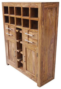Portland Grand Solid Wood Wine Bar Liquor Storage Cabinet