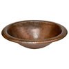18-In Wide Rim Oval Self Rimming Hammered Copper Sink Pack-3 With Accessories