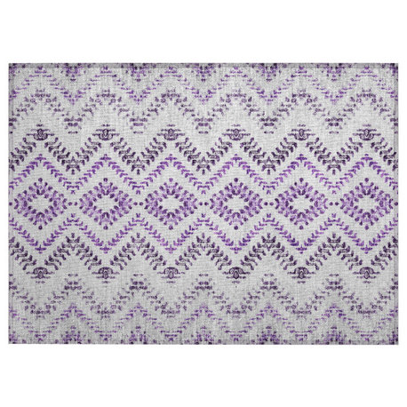 Machine Washable Indoor/Outdoor Chantille ACN684 Purple 1'8" x 2'6" Rug