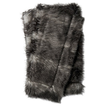 Zora Throw Blanket, Black and Gray, 4'2"x5'