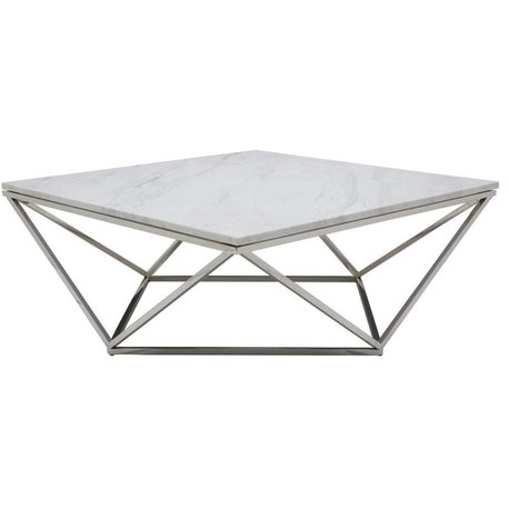 Jasmine Marble Top Coffee Table by Nuevo, Polished Stainless Steel Base