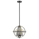 Z-Lite - Z-Lite Kirkland 3-Light Pendant, Ashen Barnboard, 472B14-ABB - Make a modern statement with the interesting, open shape of this three-light pendant light. The open cage-like silhouette features a spherical frame and exposed lightbulbs in faux ashen barnwood.