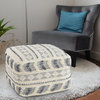 Navy and Ivory Tufted Geometric Pouf