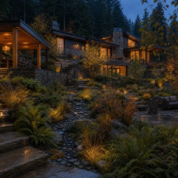 Four-Season Woodland Garden Concept for a Contemporary Hillside Home