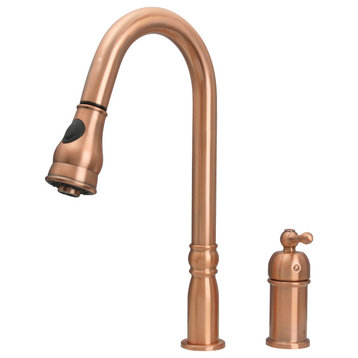 Copper Kitchen Pull Down Faucet With in-Deck Handle, Copper