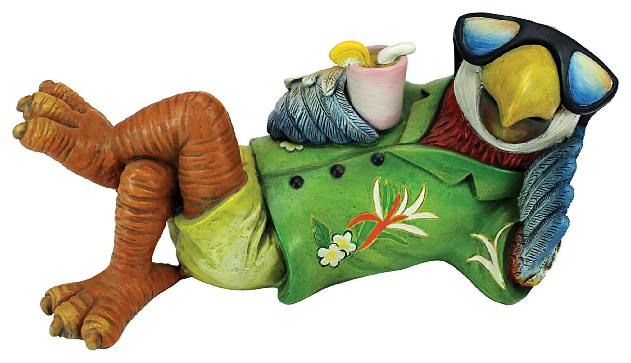 Design Toscano Tiki-Papageienfigur – Handbemalte Garten- Oder Innendeko