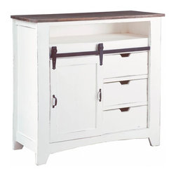Sunset Trading - Sliding Barn Door Chest White Raftwood - Accent Chests And Cabinets