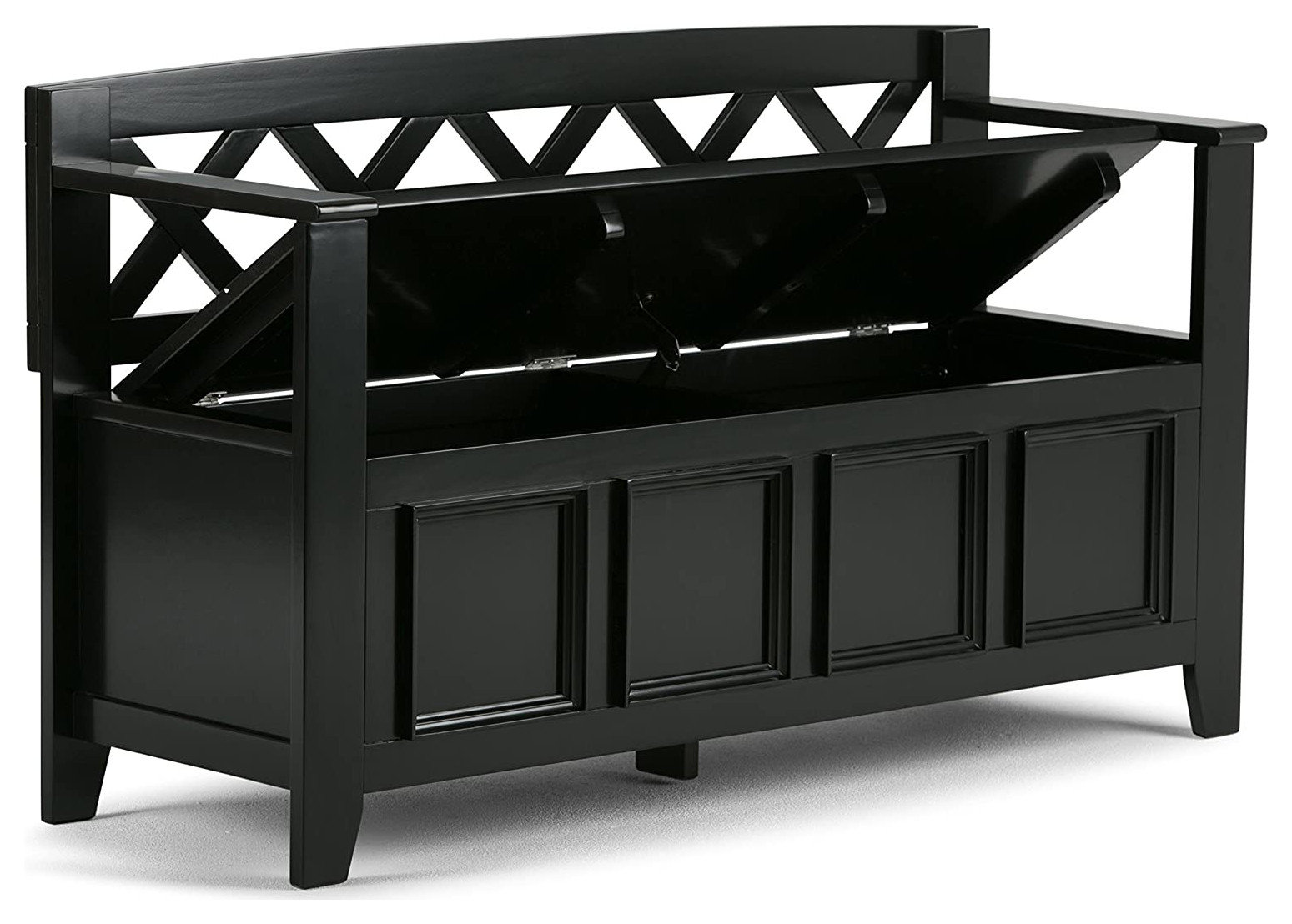 Transitional Storage Bench, X-Shaped Patterned Back and Raised Accents ...