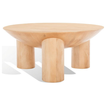 Safavieh Couture Calhoun Round Wood Coffee Table, Natural